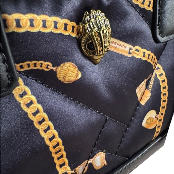 Kurt Geiger Black Quilted Mini Tote with Gold Chain Print💝 - Picture 2 of 10